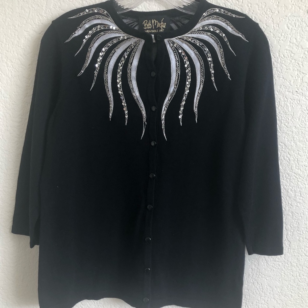 Bob Mackie Wearable Art Cardigan Sweater